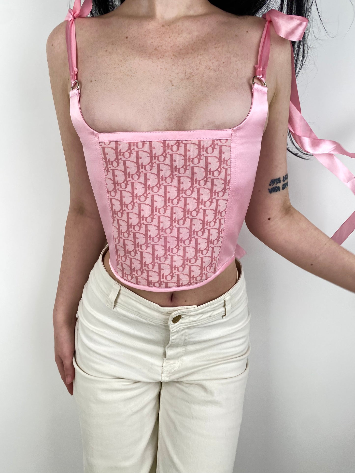 Reworked Dior Baby Pink Monogram Corset