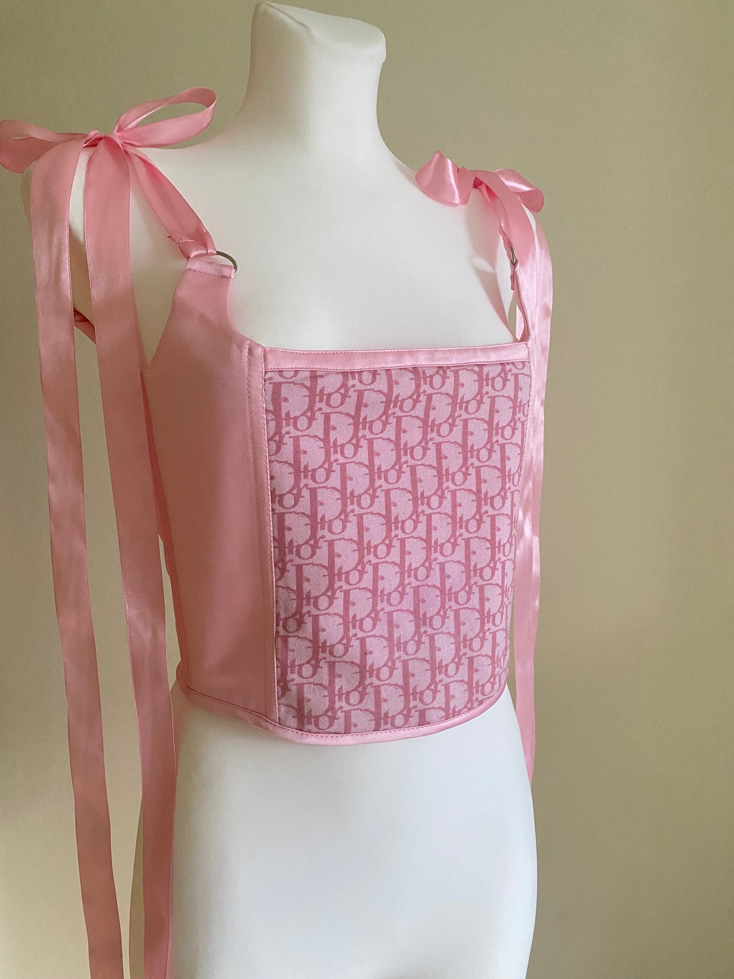 Reworked Dior Baby Pink Monogram Corset